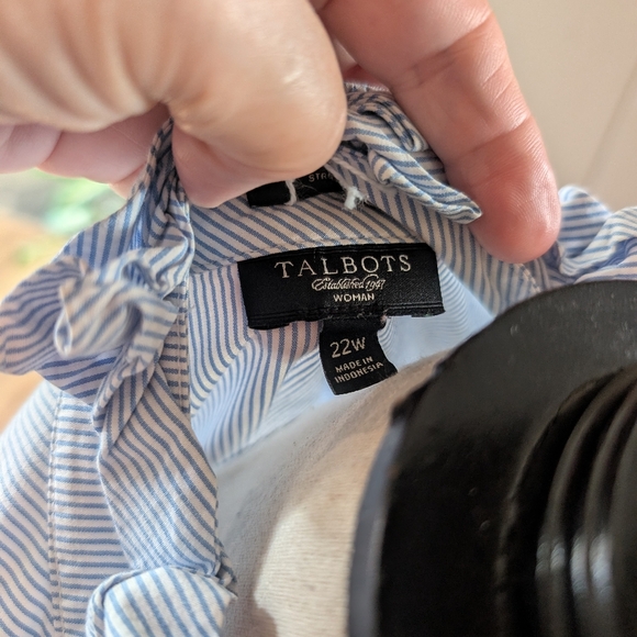 Women's Blue Striped Ruffled Top - Picture 3 of 3